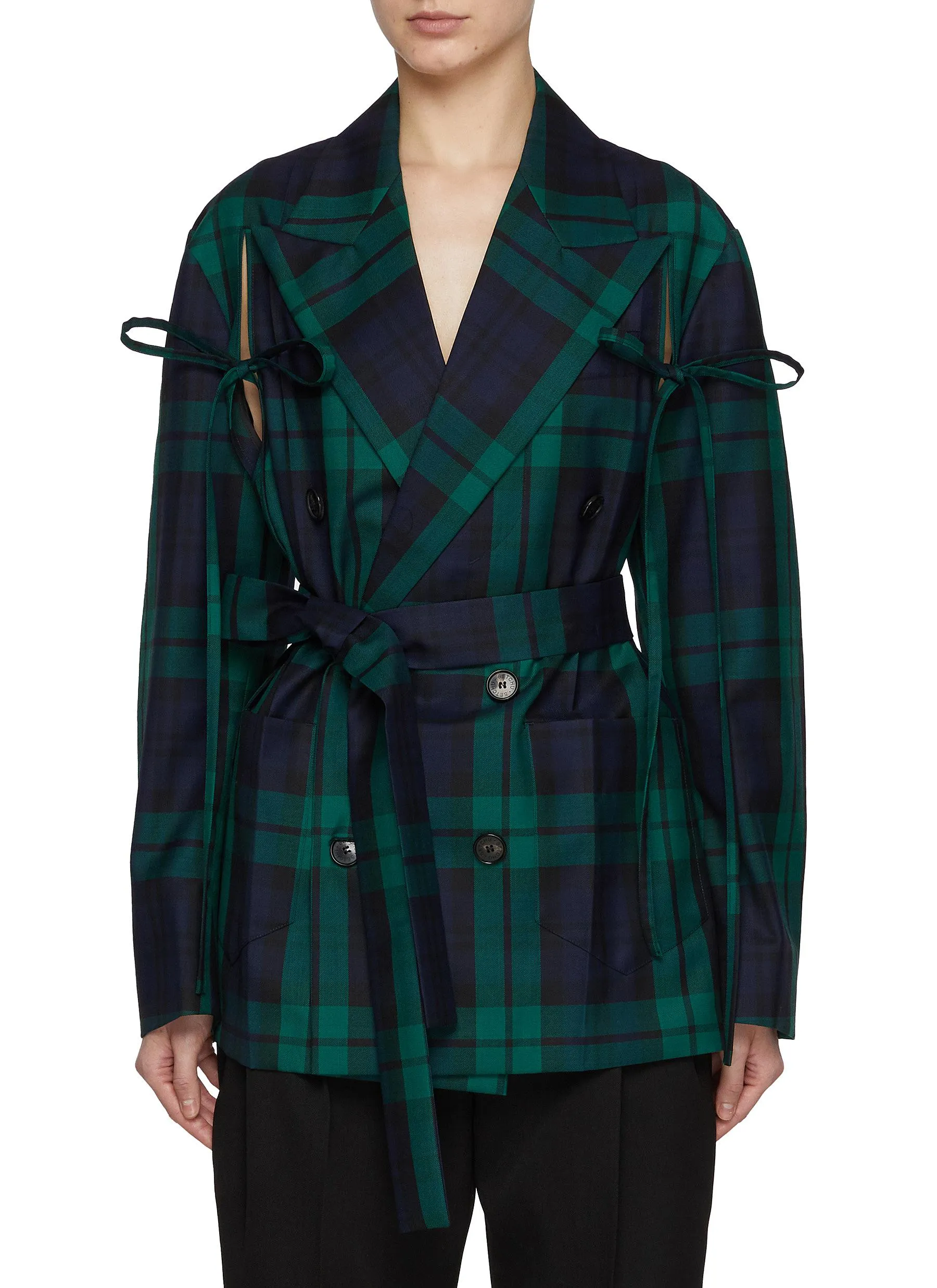 -----------SETCHU ---- ------------ ----Eisha Tartan Belted Waist Double Breasted Blazer --