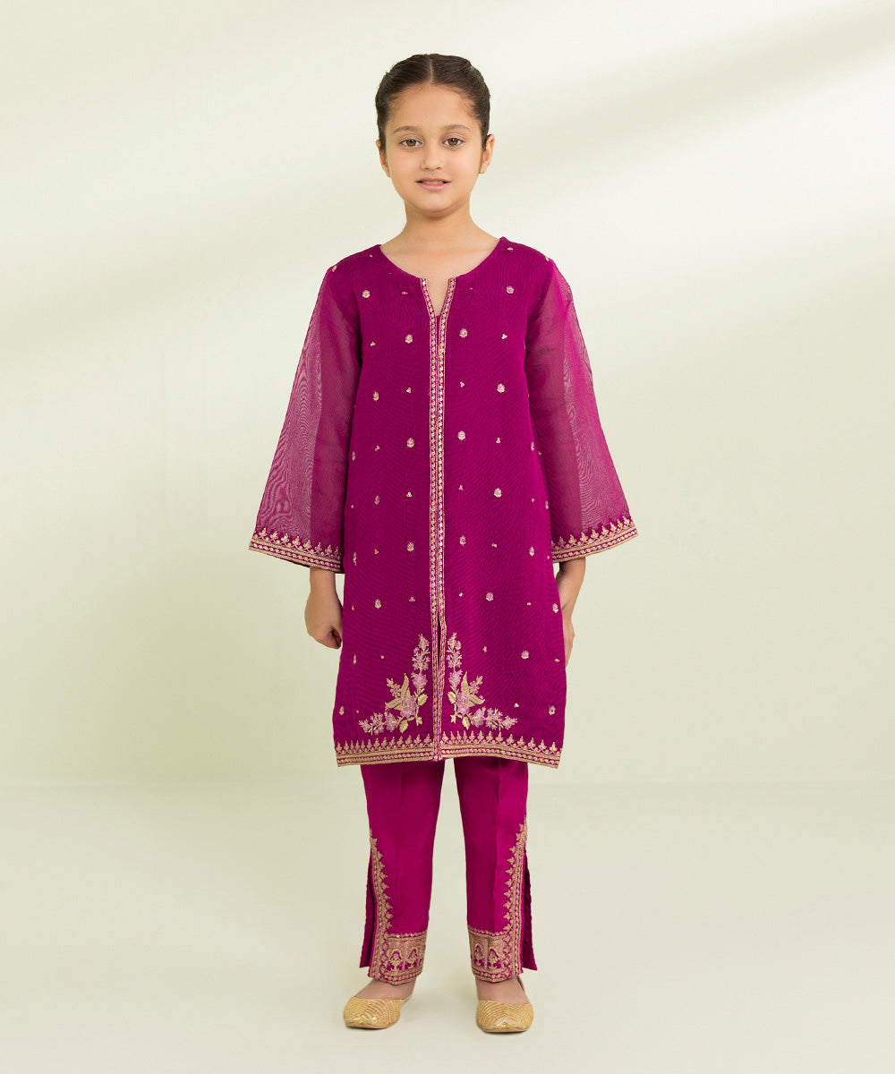 2 Piece - Embroidered Silk Khaddi Suit