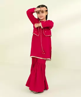 3 Piece - Embroidered Raw Silk Suit