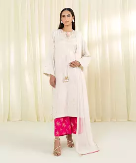 3 Piece - Embroidered Raw Silk Suit