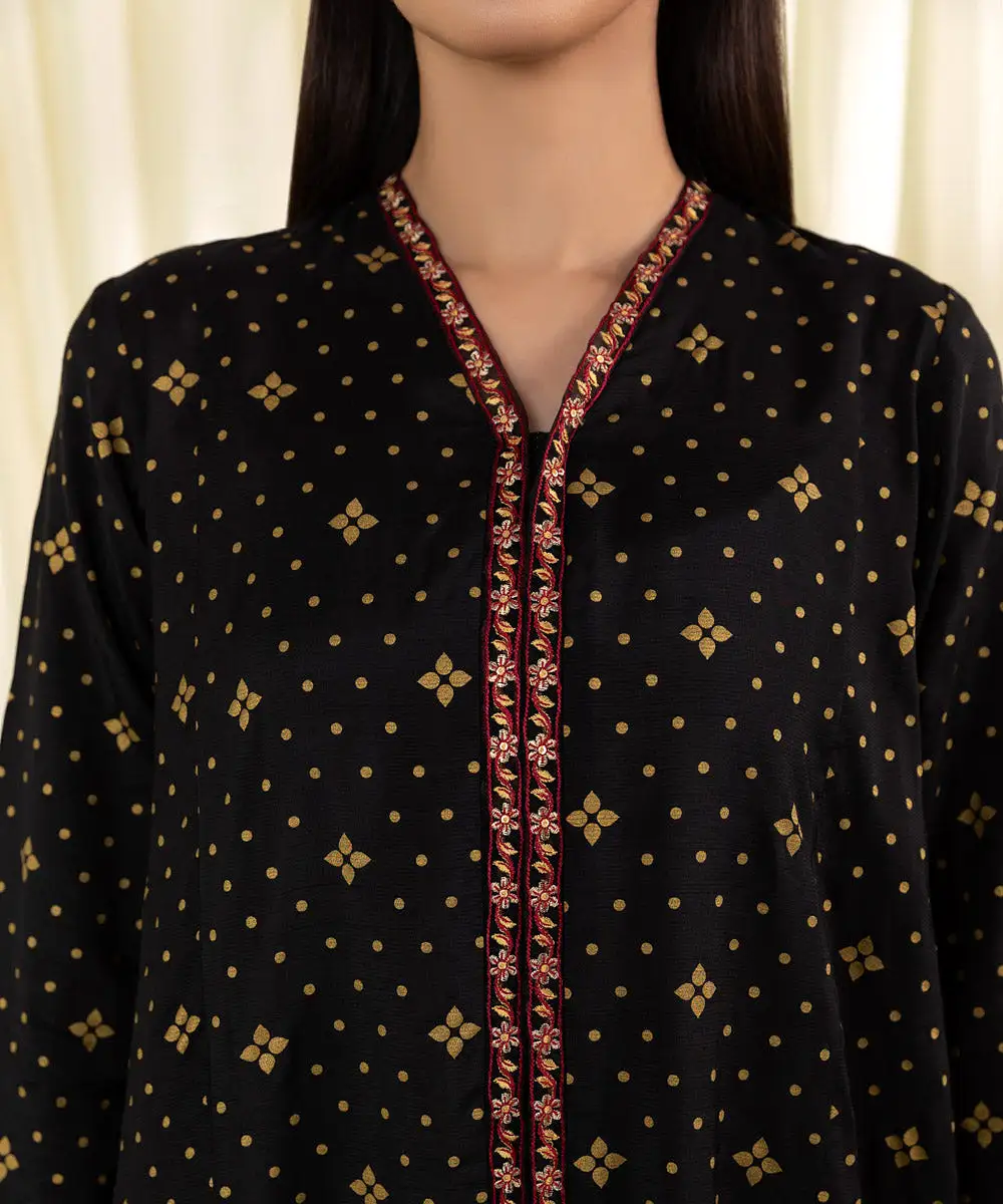 3 Piece - Embroidered Raw Silk Suit