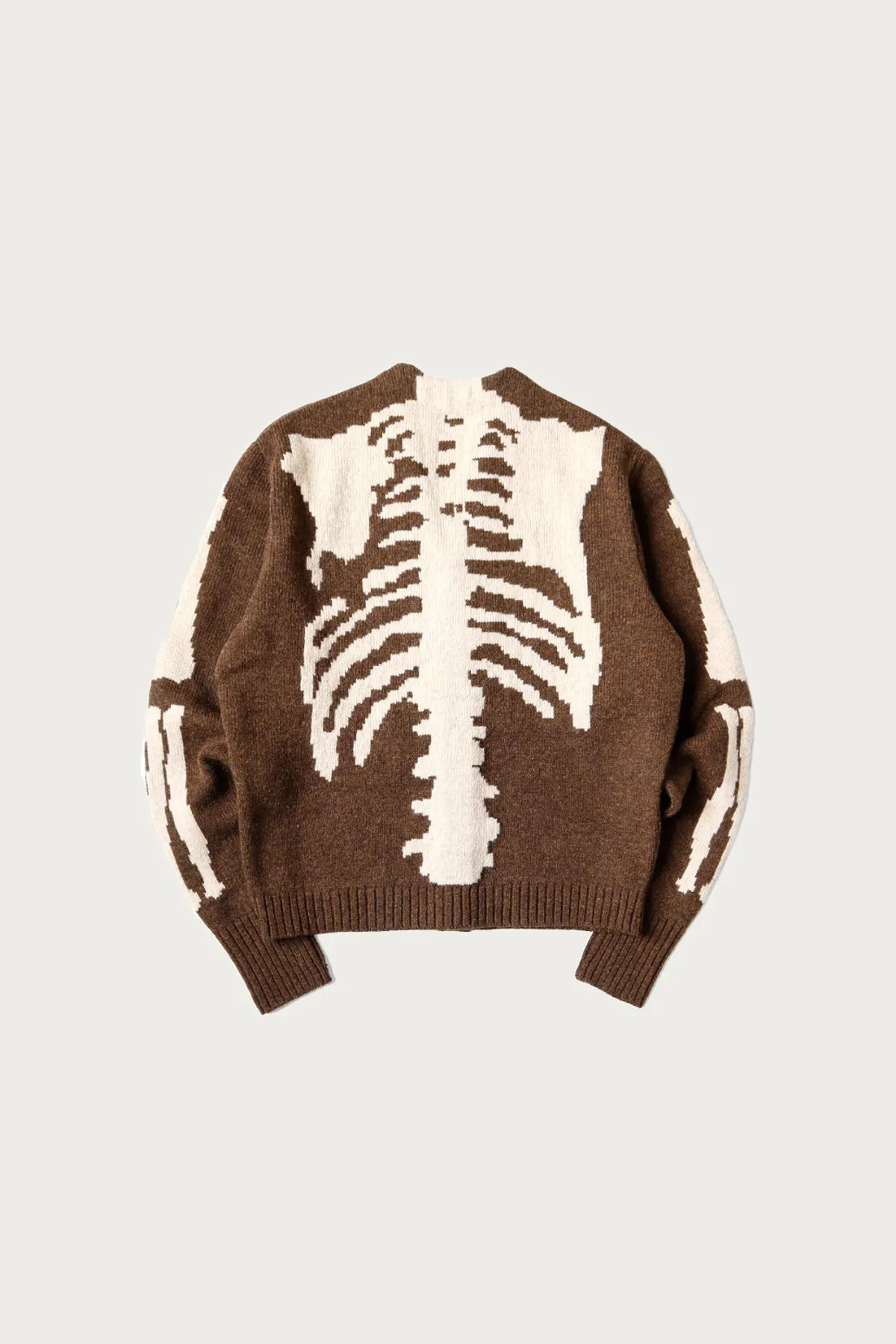 5G Wool Bone Short Cardigan - Brown