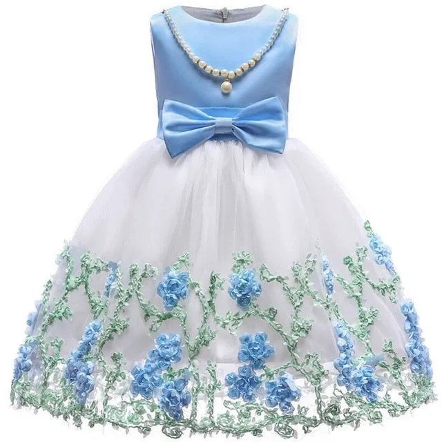 Baby Girl embroidery Silk Princess Dress for Wedding party Kids  Dresses for Toddler Girl Children Fashion Christmas Clothing