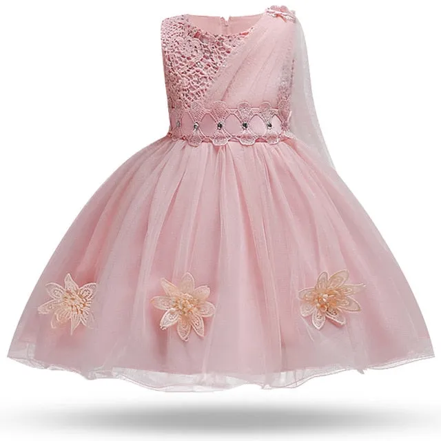 Baby Girl embroidery Silk Princess Dress for Wedding party Kids  Dresses for Toddler Girl Children Fashion Christmas Clothing