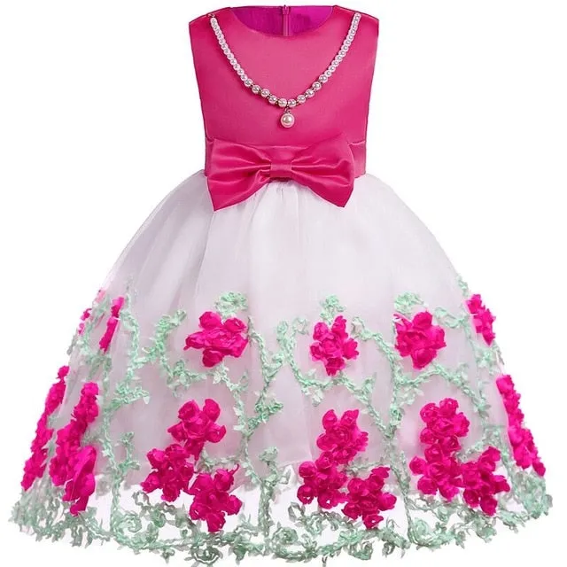 Baby Girl embroidery Silk Princess Dress for Wedding party Kids  Dresses for Toddler Girl Children Fashion Christmas Clothing