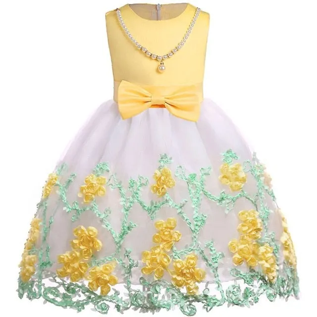 Baby Girl embroidery Silk Princess Dress for Wedding party Kids  Dresses for Toddler Girl Children Fashion Christmas Clothing