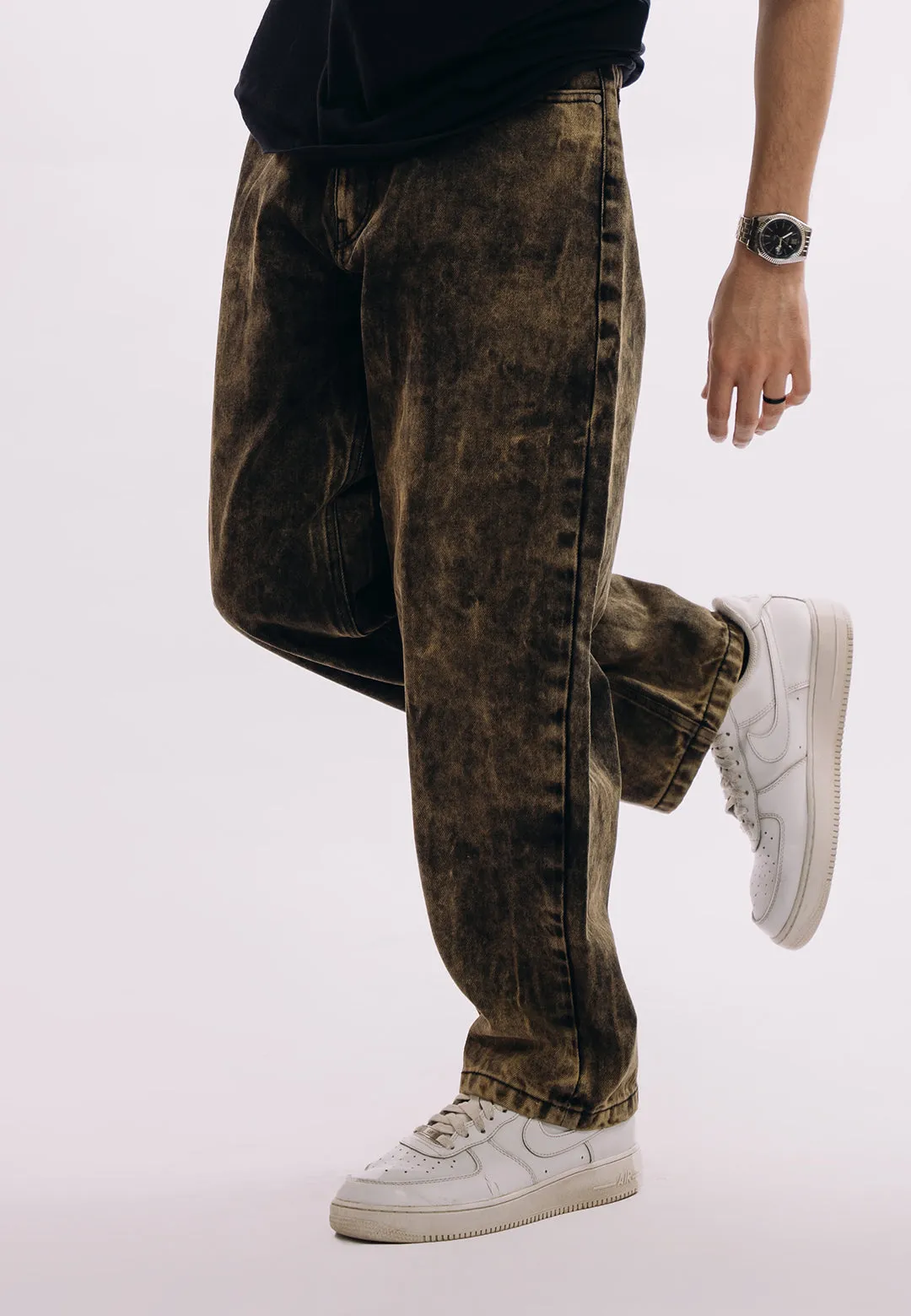 Baggy Fit Jeans - Distressed Over Dyed