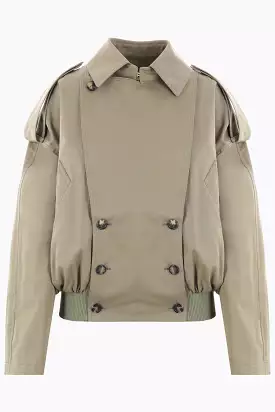 Balloon double-breasted gabardine trench coat