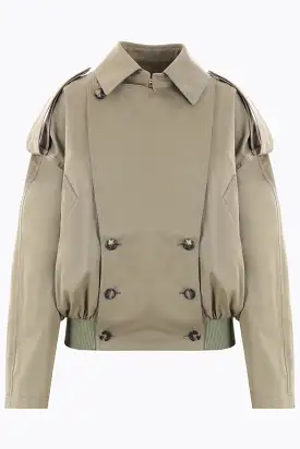 Balloon double-breasted gabardine trench coat