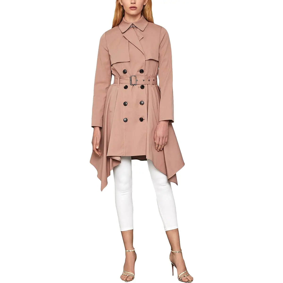 BCBGMAXAZRIA Womens Brielle Long Belted Trench Coat