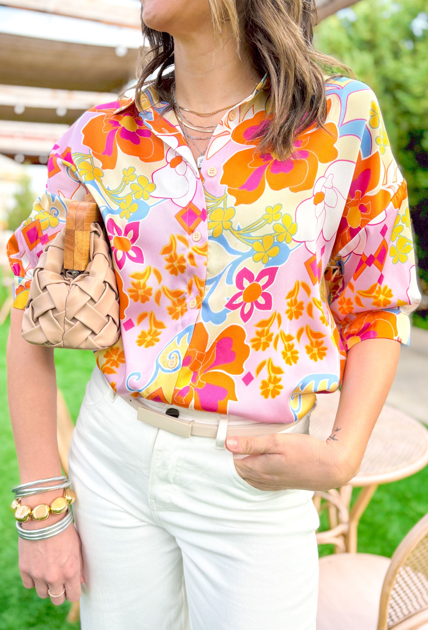 Becca Floral Button Up Top