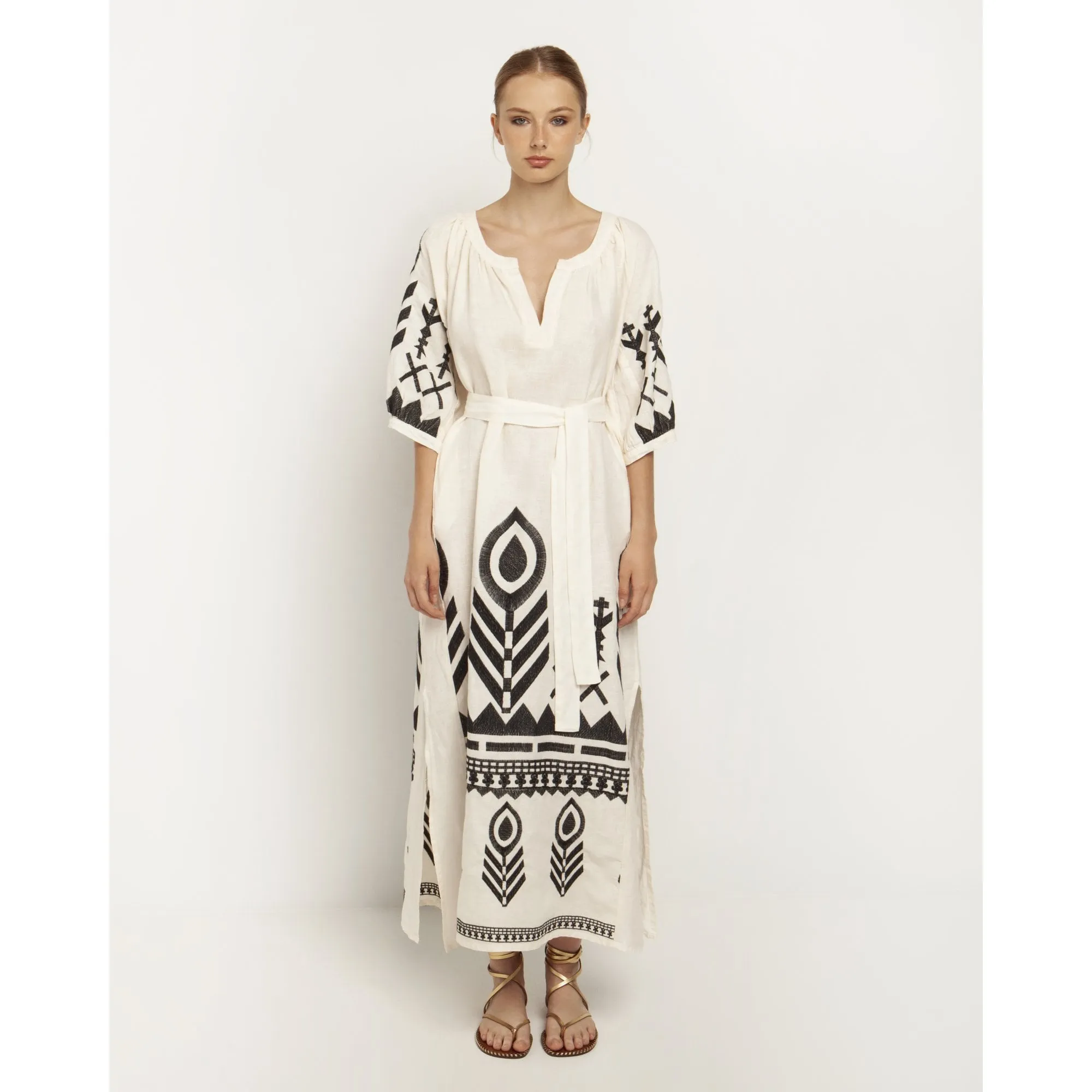 Belted Long Feather Dress