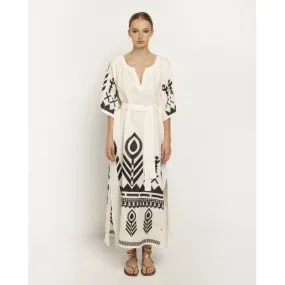 Belted Long Feather Dress