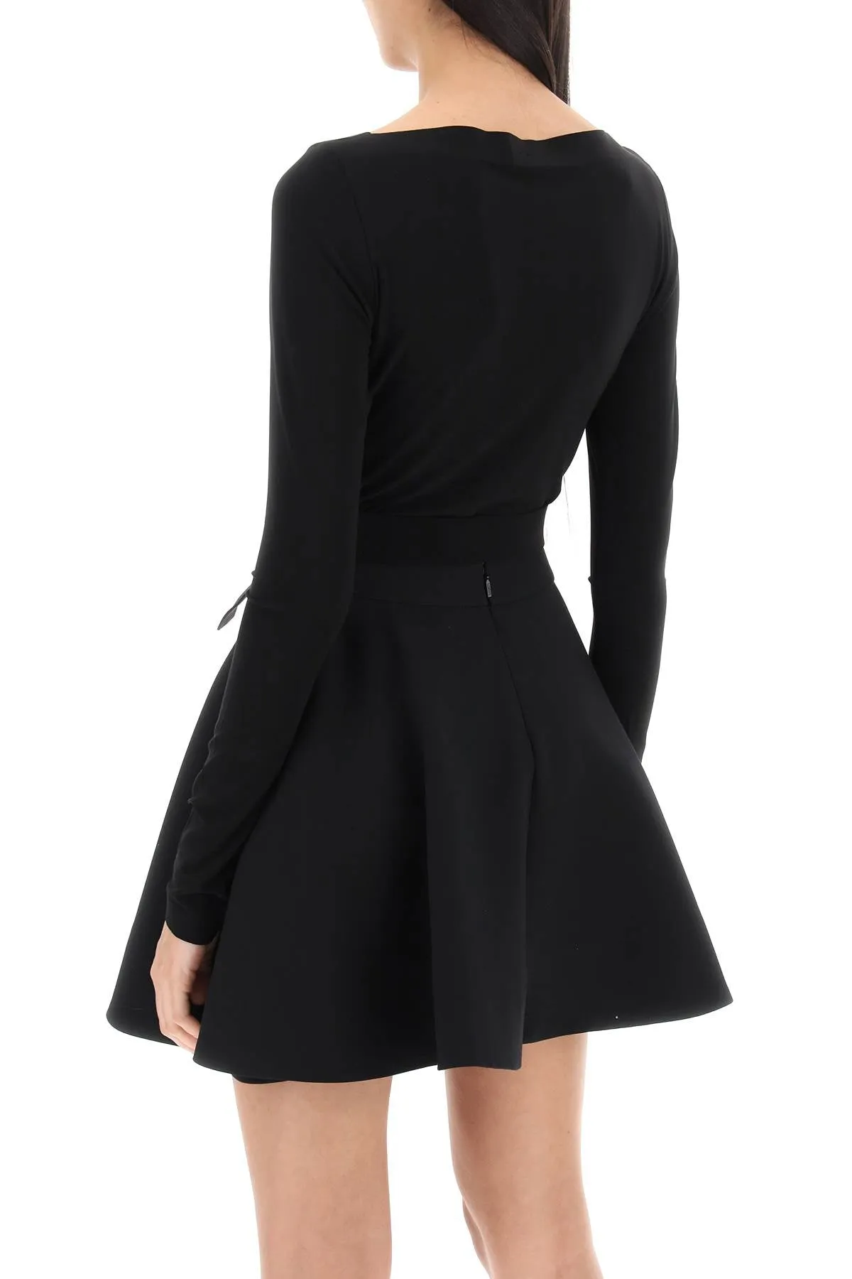 belted long-sleeved bodysuit KK423BPLC16001 BLACK