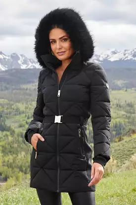 Belted Puffer Jacket Black