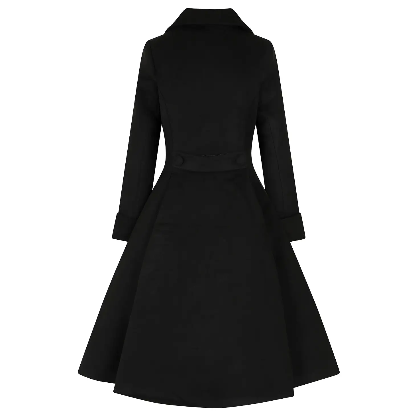 Black Vintage Inspired Classic Double Breasted Swing Coat