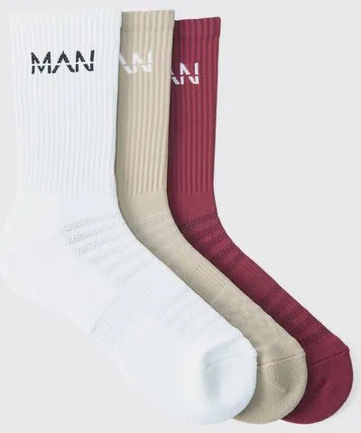 boohoo Mens Man Active Cushioned Training Crew Socks 3 Pack