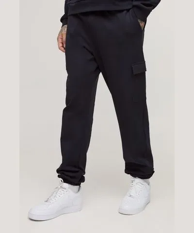 boohoo Mens Tall Interlock Slim Fit Smart Cargo Joggers