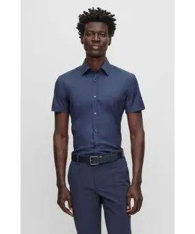 Boss Slim-fit shirt in easy-iron stretch poplin