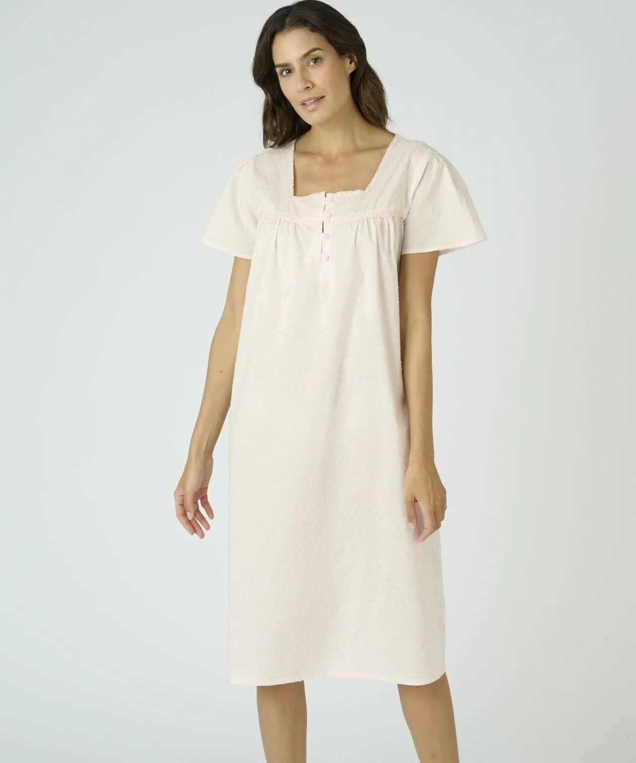 Button Drop Short Sleeved Nightdress