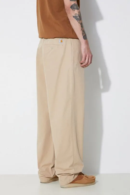 Carhartt WIP cotton trousers Calder Pant beige color I033128.G1GD