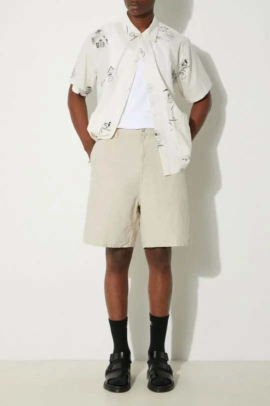 Carhartt WIP linen blend shorts Walter Single Knee Short beige color I033583.502