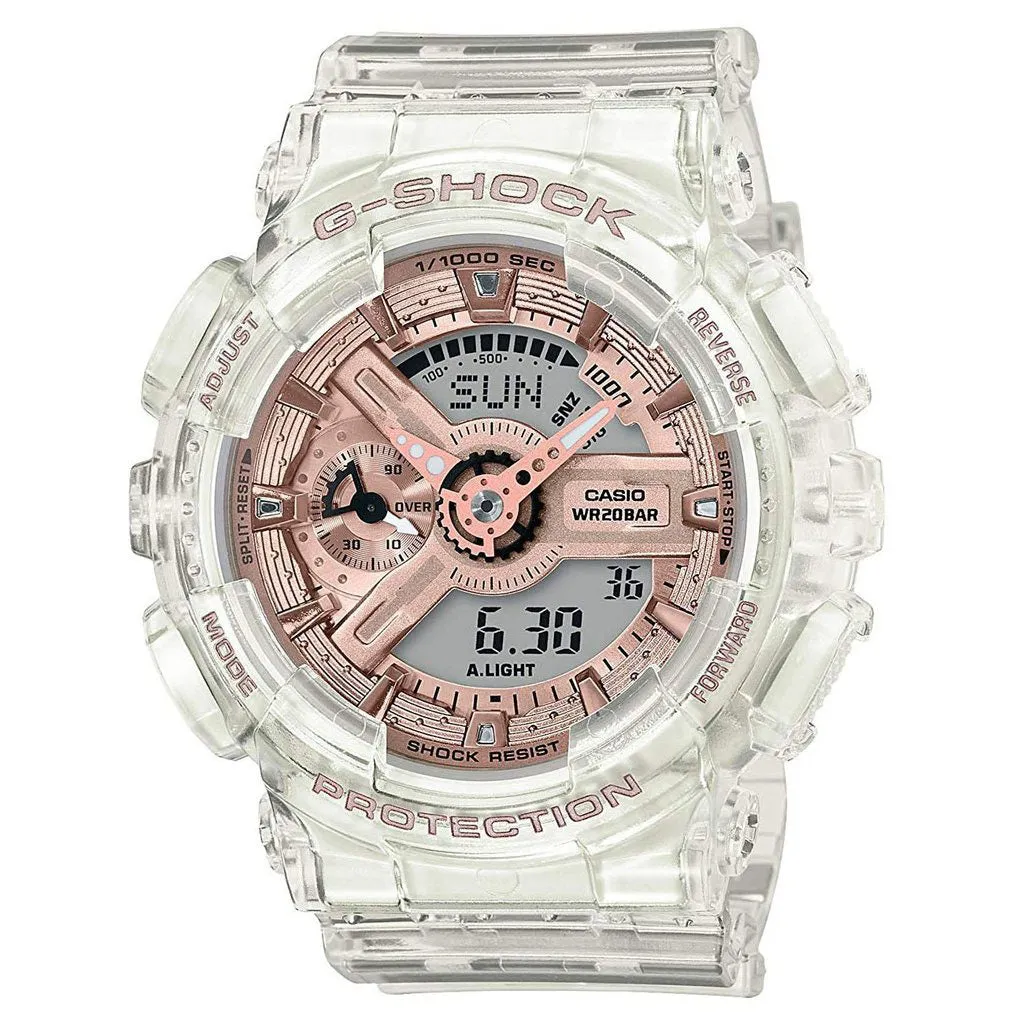 Casio G-Shock GMAS110SR-7A Transparent X Rose Gold Metallic Clear Womens Watch