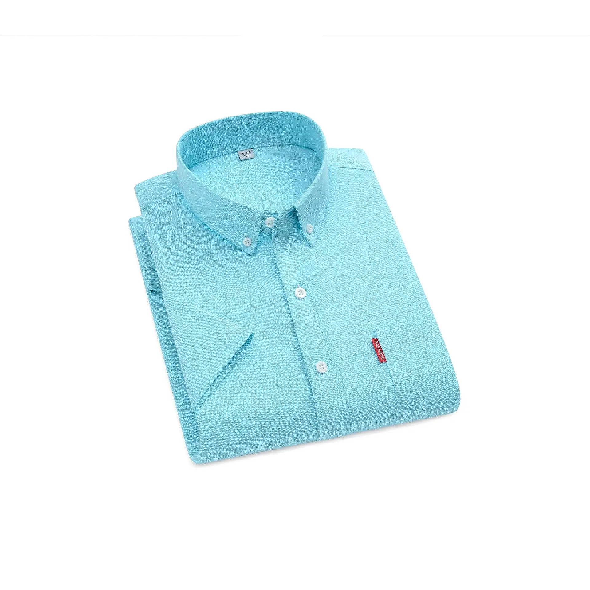 Casual short-sleeved solid color stand-up collar shirt