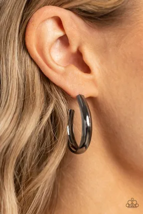 Champion Curves - Black ~ Paparazzi Earrings