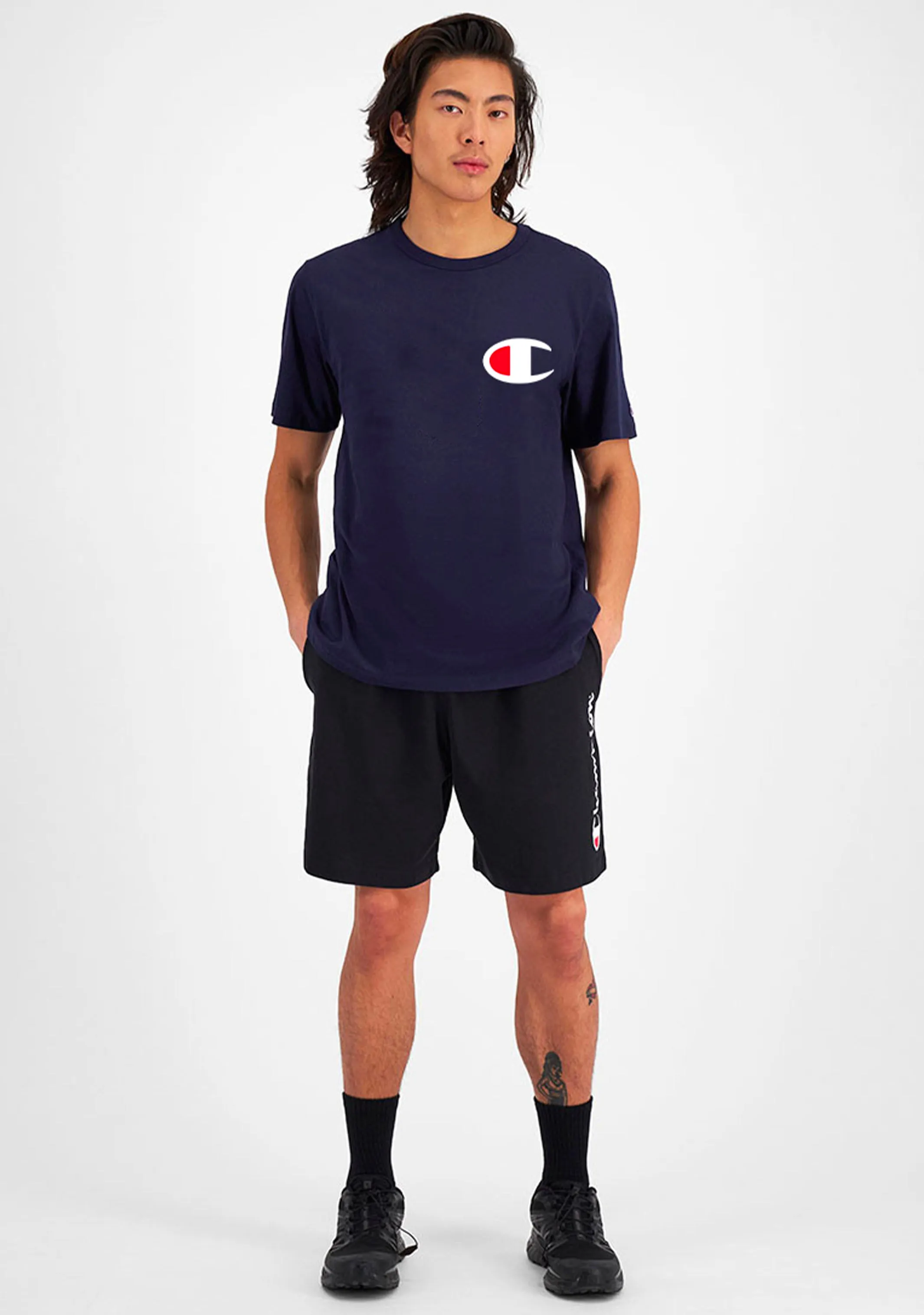 Champion Mens C Logo Short Sleeve Tee Navy  AY68N NAV