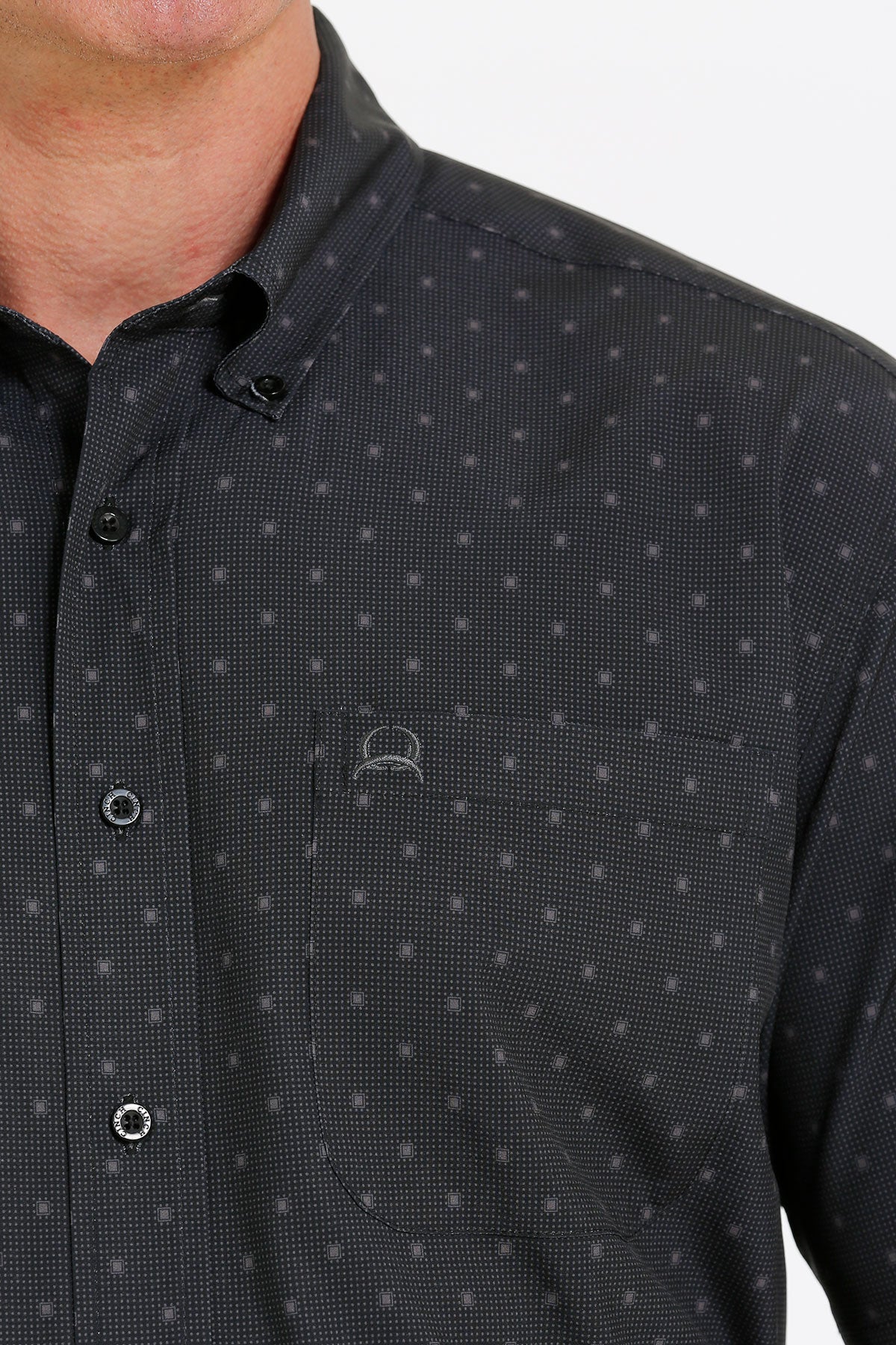 'Cinch' Men's ArenaFlex Geo Print Classic Fit Button Down - Black