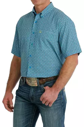 'Cinch' Men's Geo Print Arenaflex Button Down - Blue