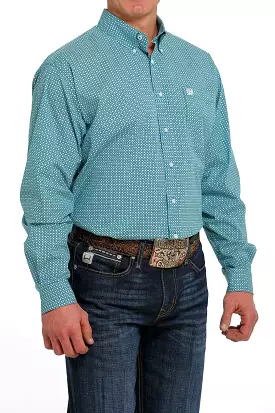 'Cinch' Men's Geo Print Classic Fit Button Down - Teal