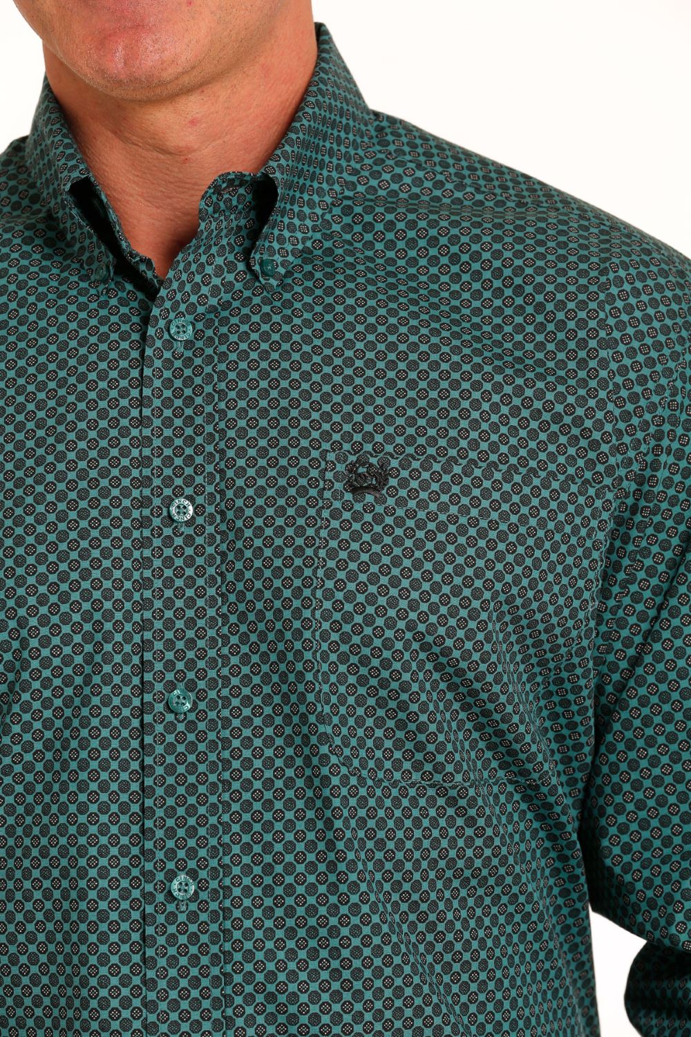 'Cinch' Men's Geo Print Classic Fit Button Down - Teal