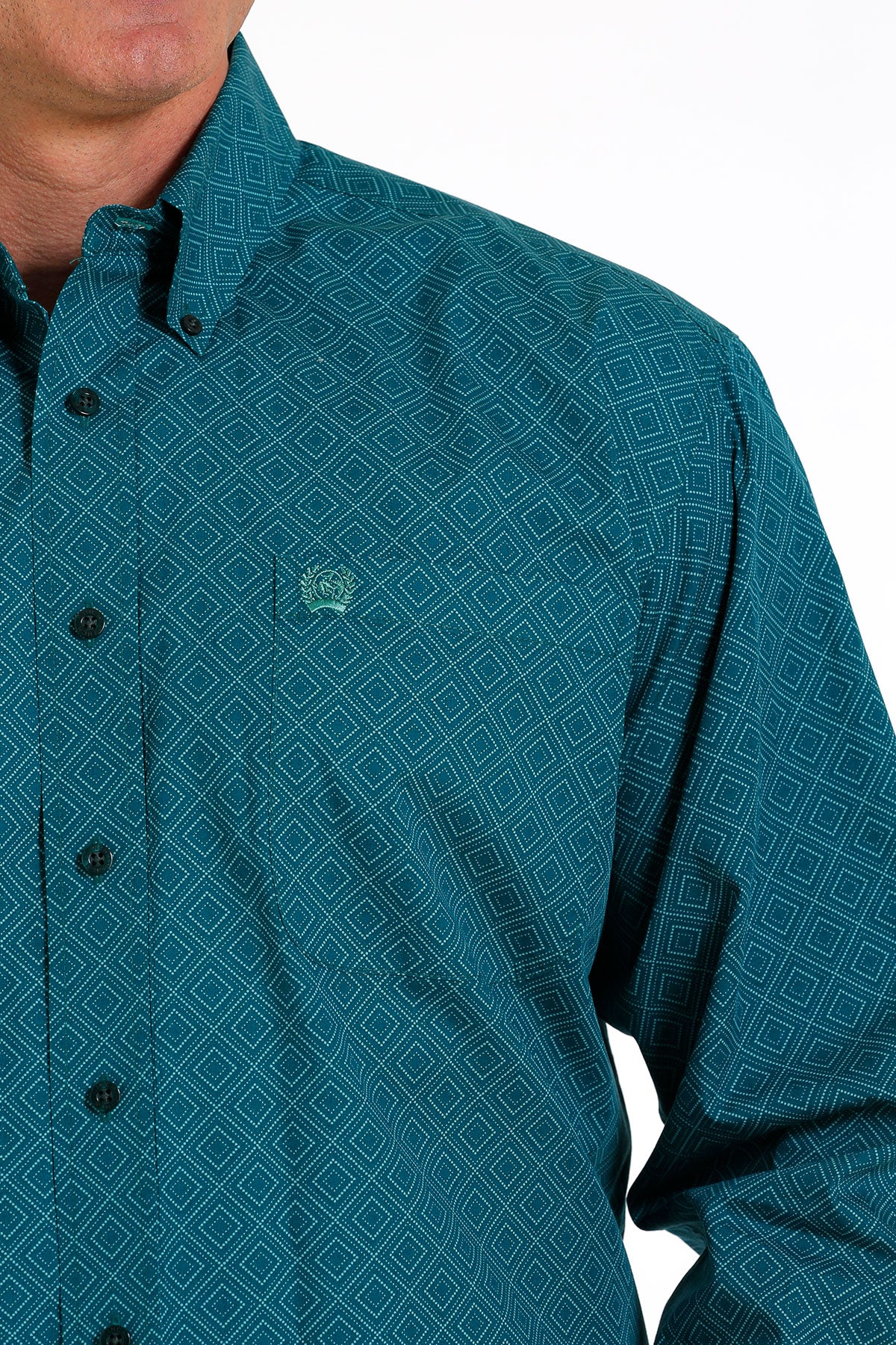 'Cinch' Men's Geo Print Classic Fit Button Down - Teal