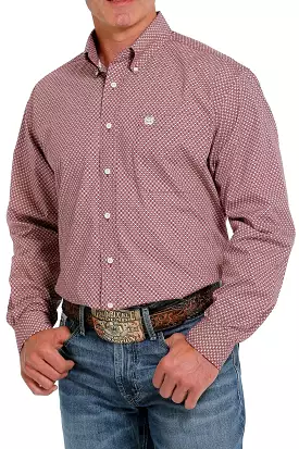 'Cinch' Men's Geo Print Western Button Down - Red