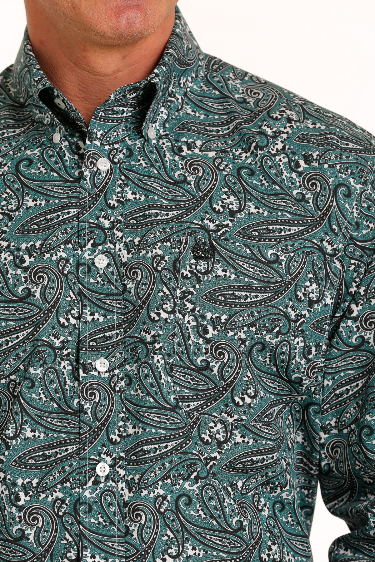 'Cinch' Men's Paisley Print Classic Fit Button Down - Teal