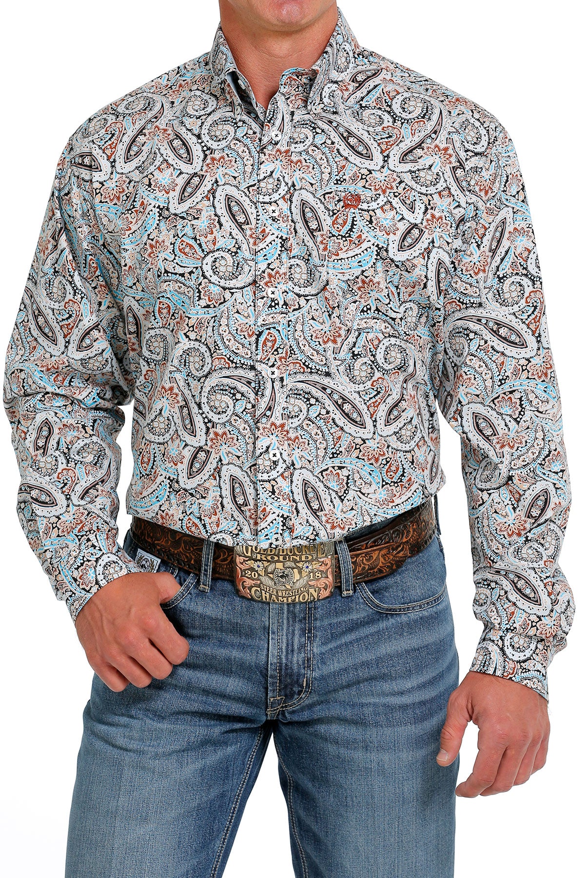 'Cinch' Men's Paisley Print Western Button Down - Multi