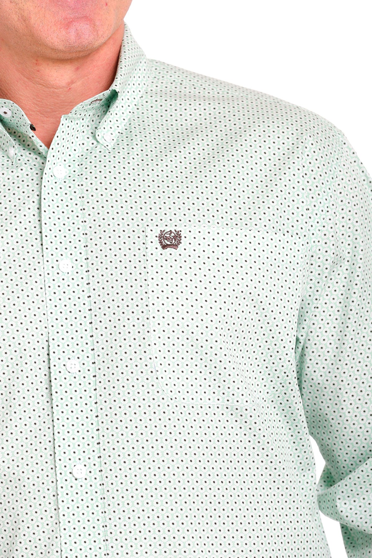 'Cinch' Men's Print Classic Fit Button Down - Green