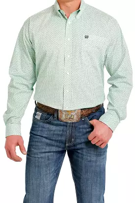 'Cinch' Men's Print Classic Fit Button Down - Green