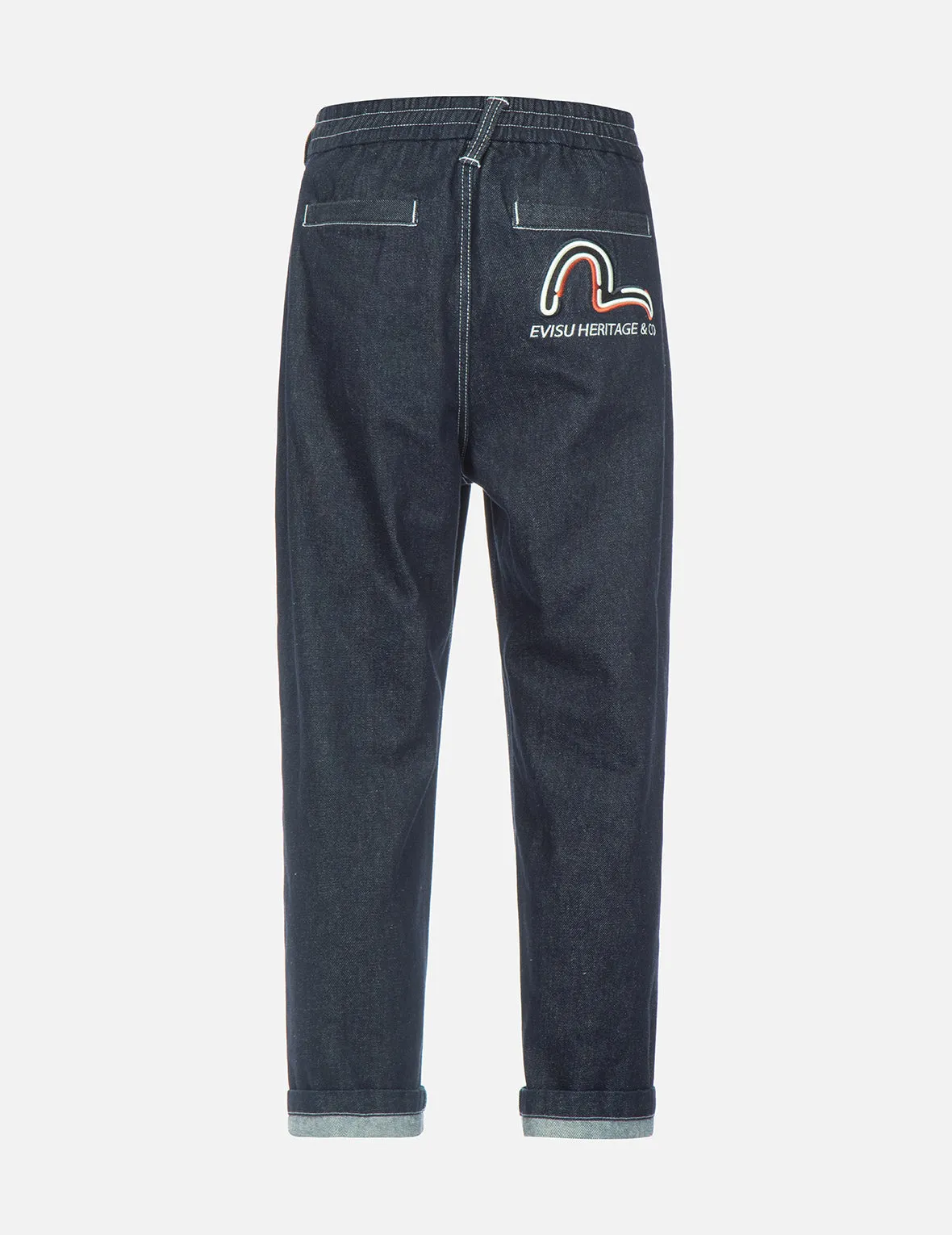 Colorblock Seagull Embroidered Tapered-fit Jeans