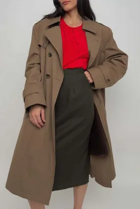 Cotton Blend Double Breasted Trench Coat - Marsh