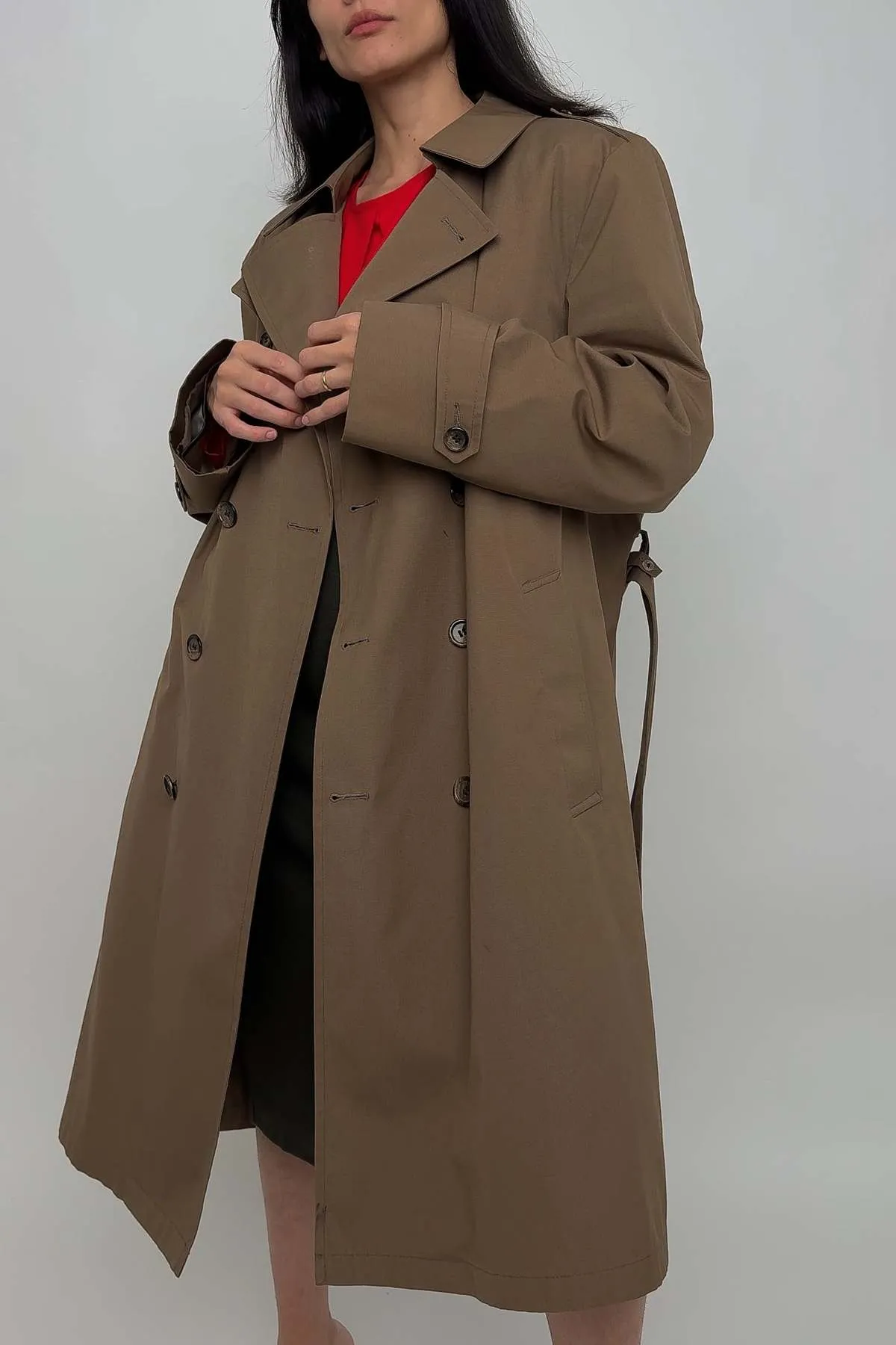 Cotton Blend Double Breasted Trench Coat - Marsh