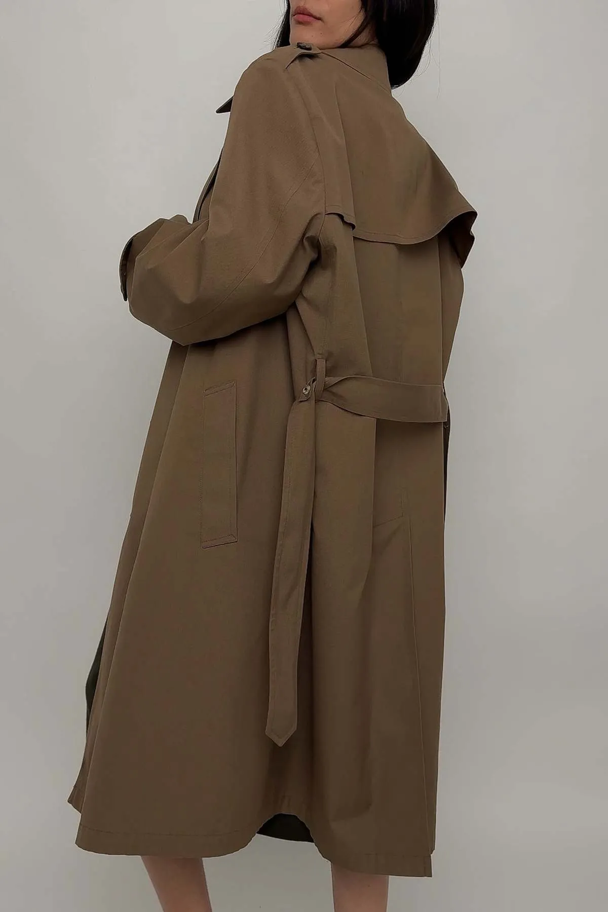 Cotton Blend Double Breasted Trench Coat - Marsh