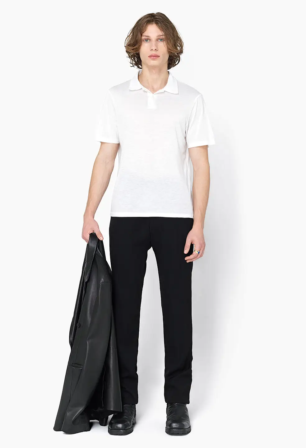 Cotton Cashmere Polo / White