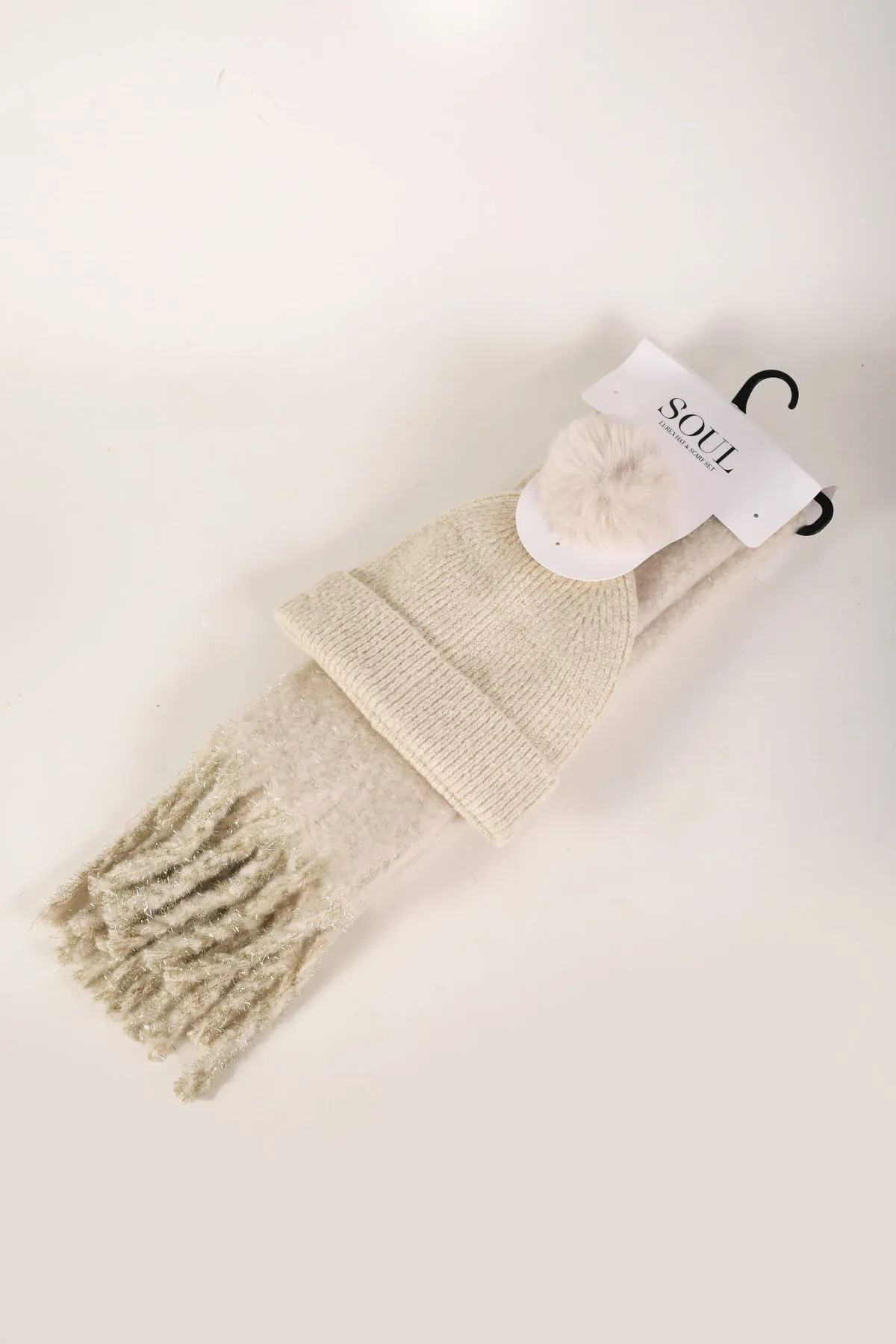 Cream Beanie Hat and Scarf Set