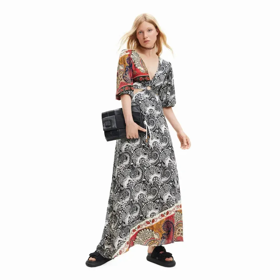 Desigual Long Paisley Cut-Out Dress