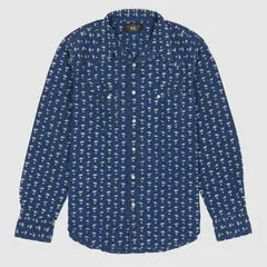 Double RL Slim Fit Indigo Print Western Shirt