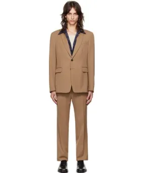 Dries Van Noten Tan Single-Breasted Wool Suit