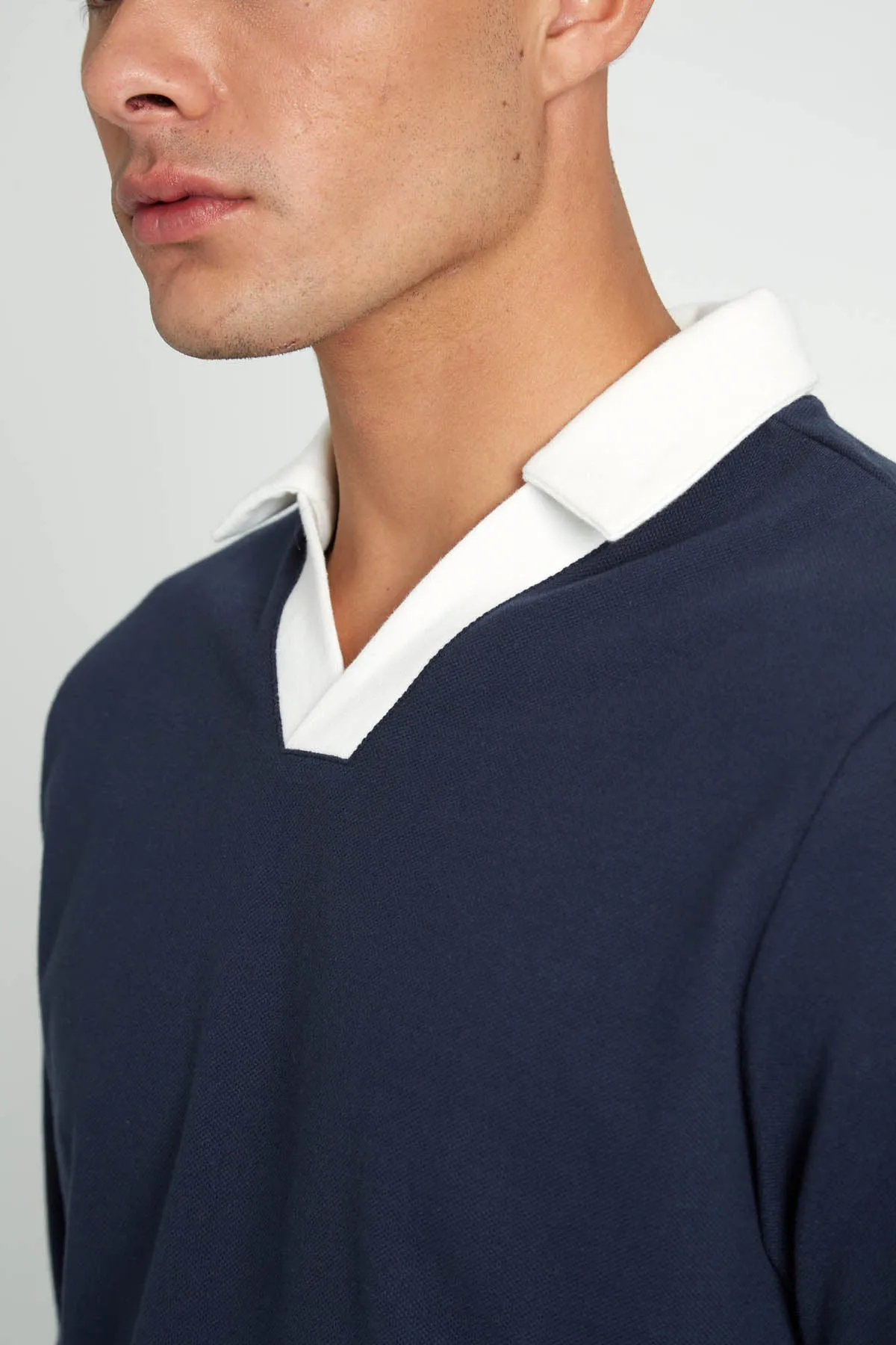 DRISCOLL LONG SLEEVE PIQUE POLO TOP